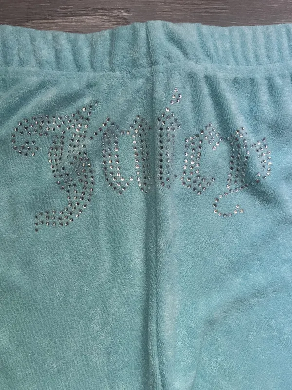 NEW Juicy Couture Blue Turquoise Terrycloth Rhinestone Y2K Joggers Size XL Retro - Image 6