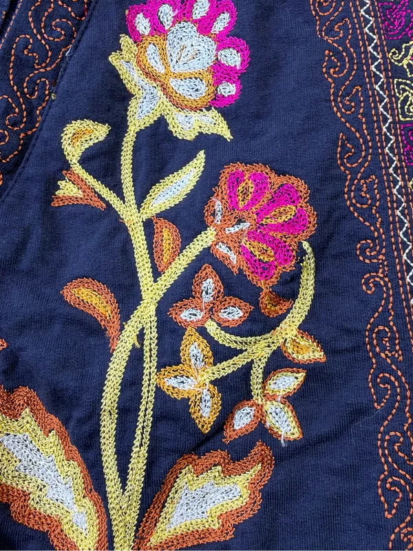 Lucky Brand Lucky Lotus Navy Embroidered Hooded Longline Jacket - Image 5