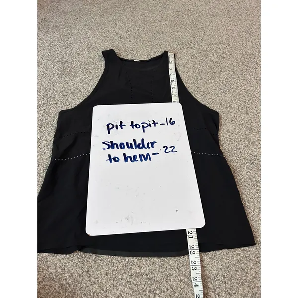 Lululemon Black‎ Laser Cut Perforated Racerback Activewear Tank Top High Neck - Image 5