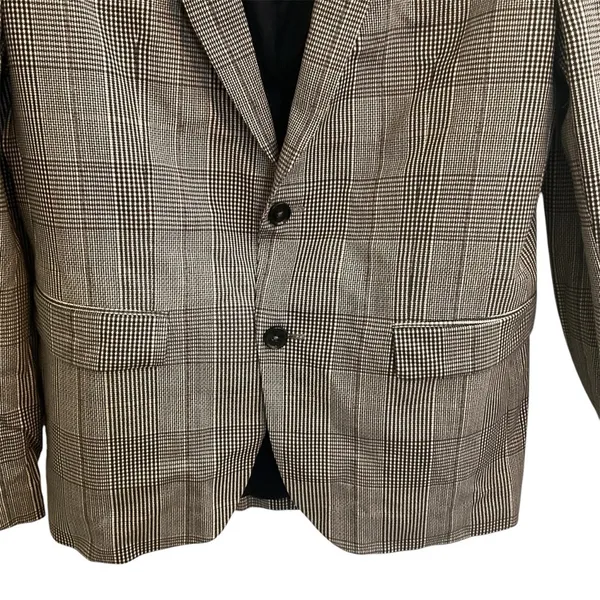 Zara Woman Plaid Comfort Knit Blazer Jacket Size XL (44) Brown Black - Image 4