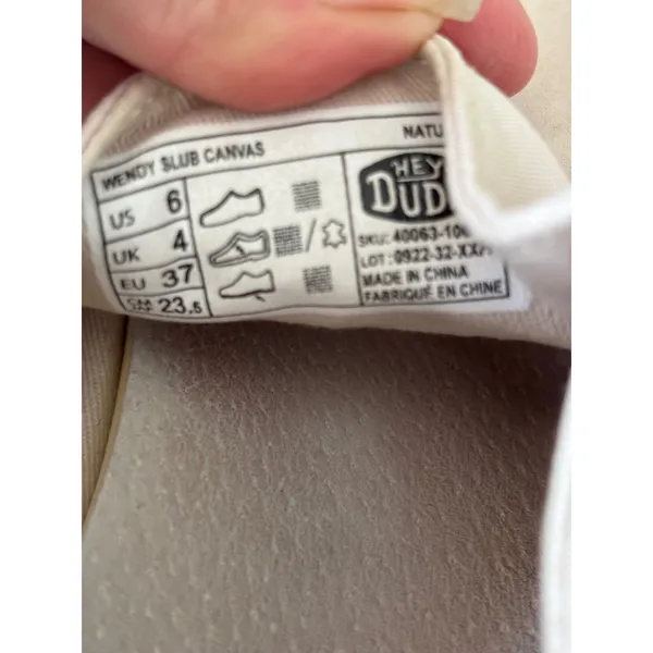 Hey Dude Wendy Slub Canvas Natural Beige‎ Slip On Loafers Shoes Womens 6 - Image 5