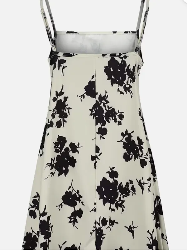 Women’s White Black Floral Slip Mini Dress Spaghetti Straps Square Neck 2XL - Image 5