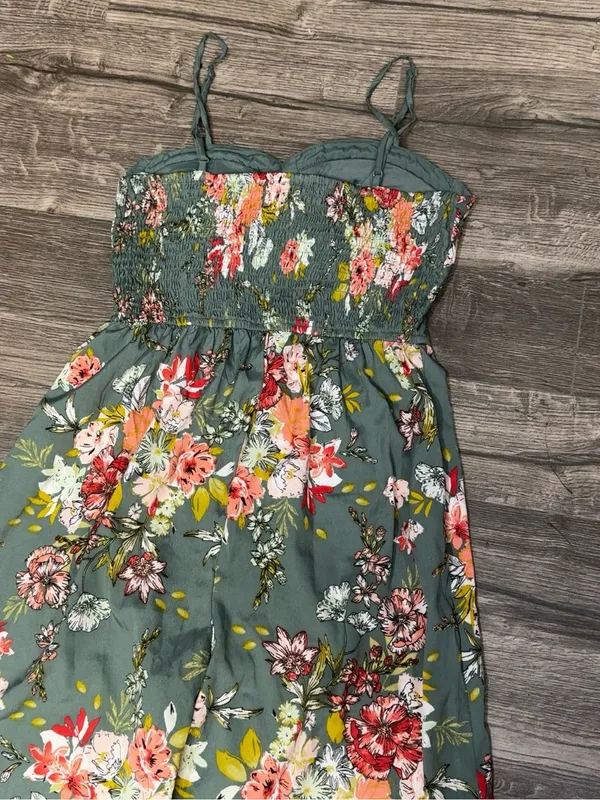 Band of the Free Floral Wide Leg Jumpsuit Size M Sage Green Boho - Image 7