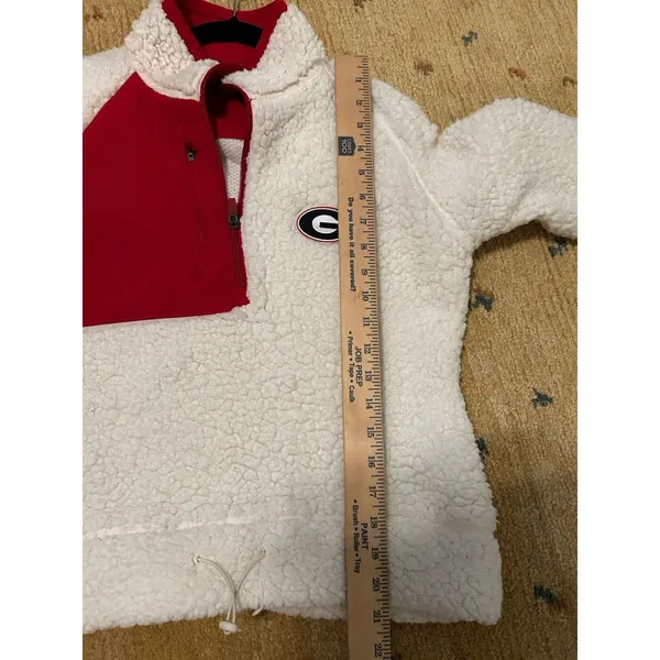 Antigua Women’s M Georgia Bulldogs Sherpa Half Zip Pullover Jacket White/Red - Image 8