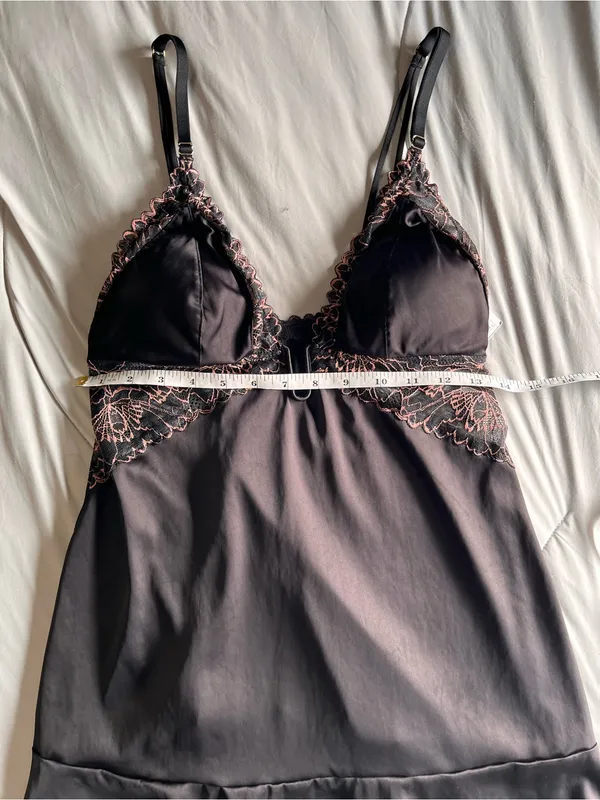 SEXY Satin & Lace Silky Black Lingerie Sleep Dress Auden Women’s Slip Sz S NWT - Image 6