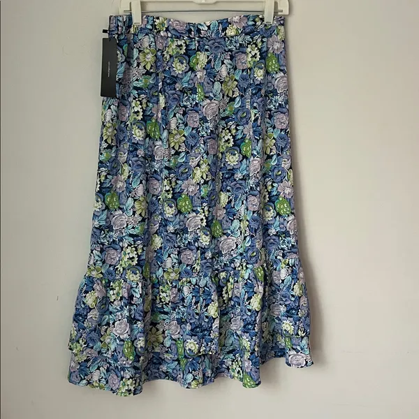 Allegra K INSPIRE CHIC Women's Chiffon Skirt Elastic Waist Ruffle Floral Flowy Sz M = - Image 6