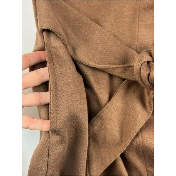 Freely Women’s X-Small Brown Belted Jacket Snap Front Longline Shacket Commuter - Image 6