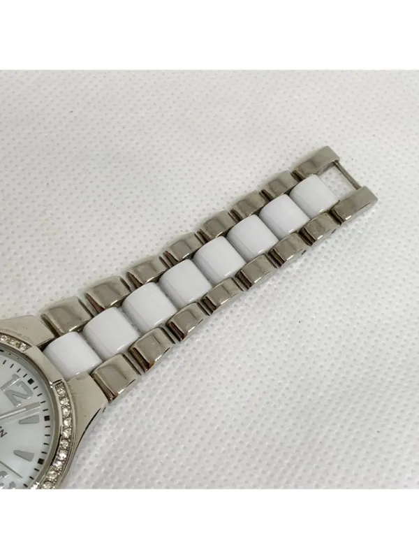 Anne Klein Women watch silver white tone rhinestones 33mm quartz 6” running - Image 3