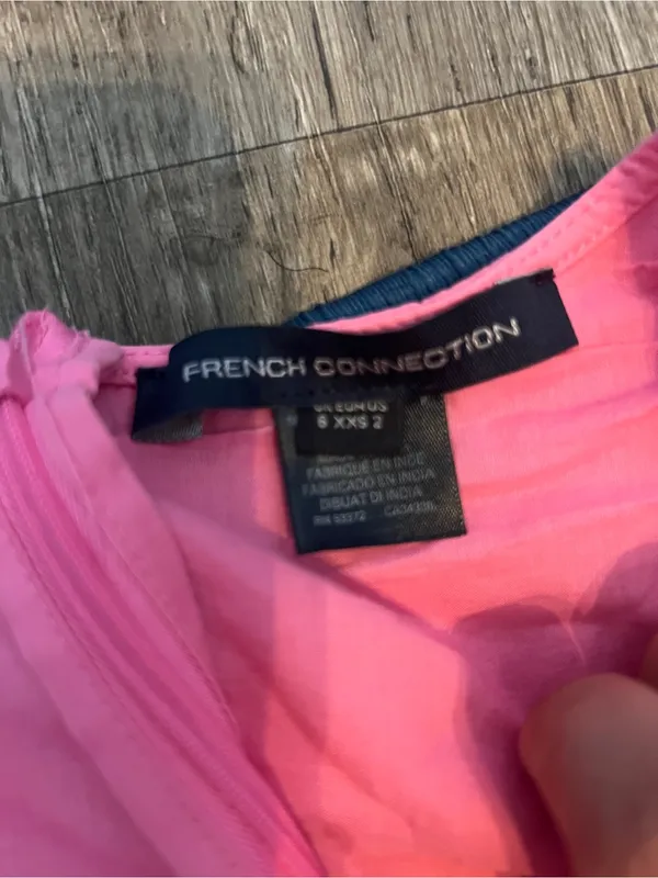 French Connection Rhodes Poplin Vneck Mini Dress Morning Glory Pink Sz 2 - Image 14