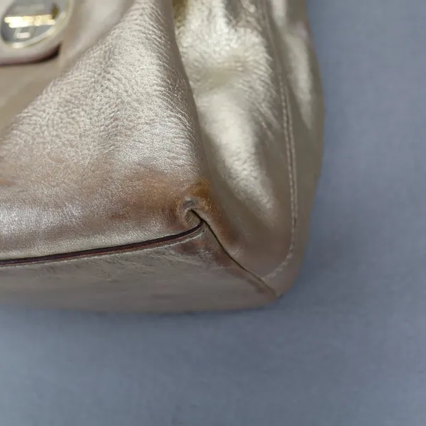 KATE SPADE‎ Gold Pebbled Leather Bexley Stevie Satchel Shoulder Bag Turn Lock - Image 5