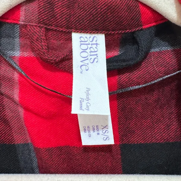 Stars Above Red and Black Plaid Robe- size XS/S - Image 3