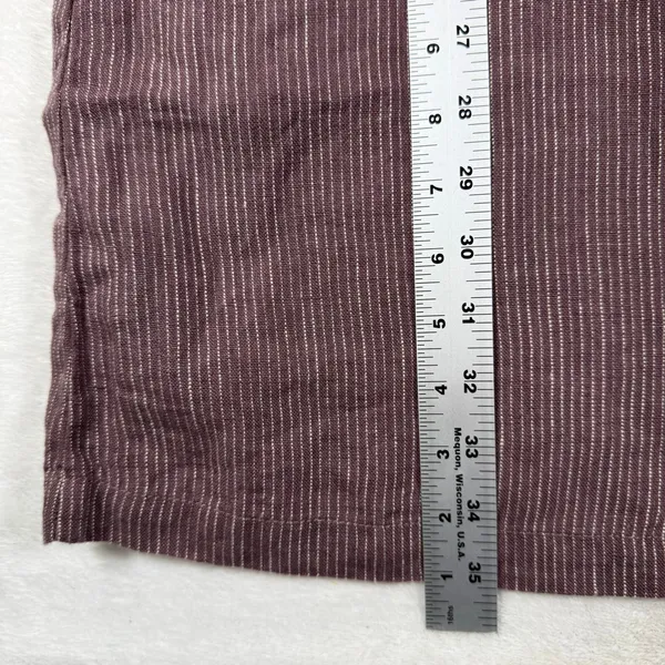 Garnet Hill Womens 0 Plum Striped 100% Linen Drop Waist Shift Dress 45889 - Image 5