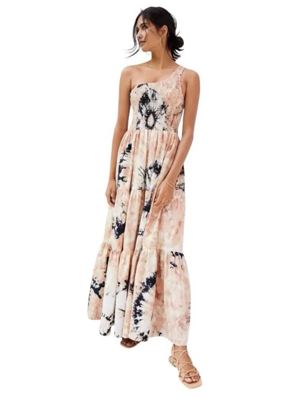 NWT Anthropologie‎ SWF Asymmetric Maxi Smock Tiered Cottagecore Dress Coastal L - Image 3