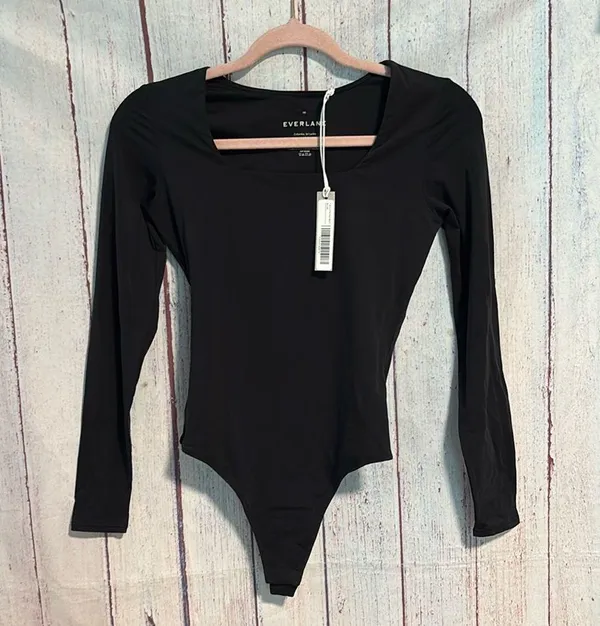 NWT Everlane The Long-Sleeve Supima® Square-Neck Bodysuit - Image 4