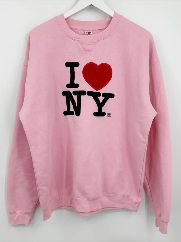 American Vintage Vintage Y2K I Love New York Pink Sweatshirt Size XL Streetwear Baggy - Image 8