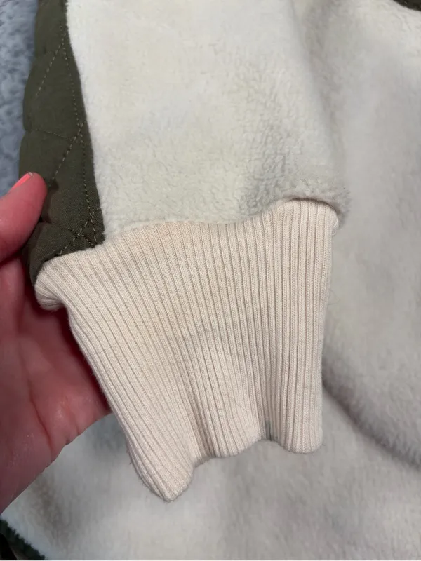 Abercrombie & fitch Olive & Cream Quilted Pullover Sweater fleece small - Image 7