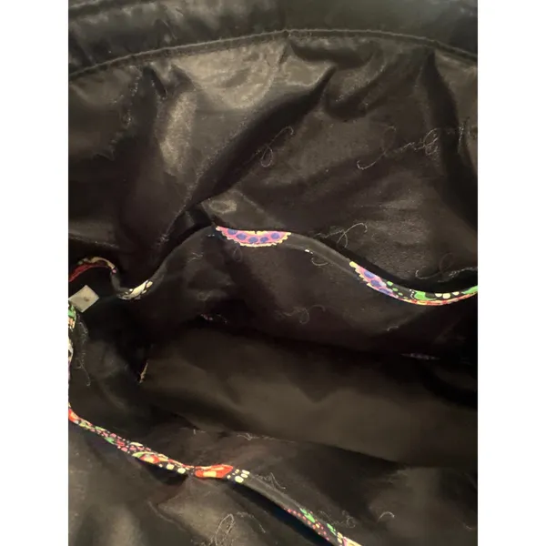 Vera Bradley Kiev Quilted Cotton Paisley Tote Bag Black Multicolor Shoulder Bag - Image 6