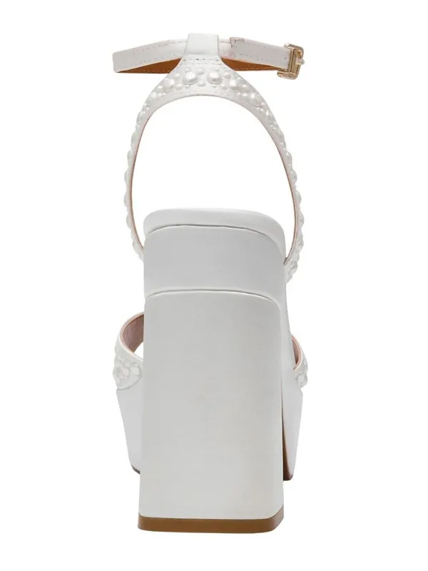 NWT DV Dolce Vita Platform Block Heeled Pearl Dress Sandal Ivory Off White 8.5M - Image 3