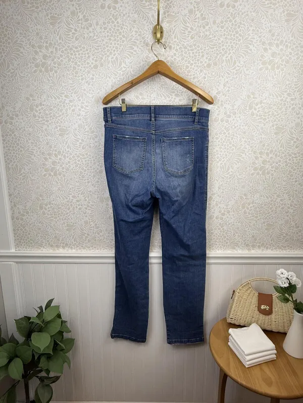SPANX Vintage Indigo Straight-Leg Pull-on High-Rise Jeans - Size - Large - Image 5