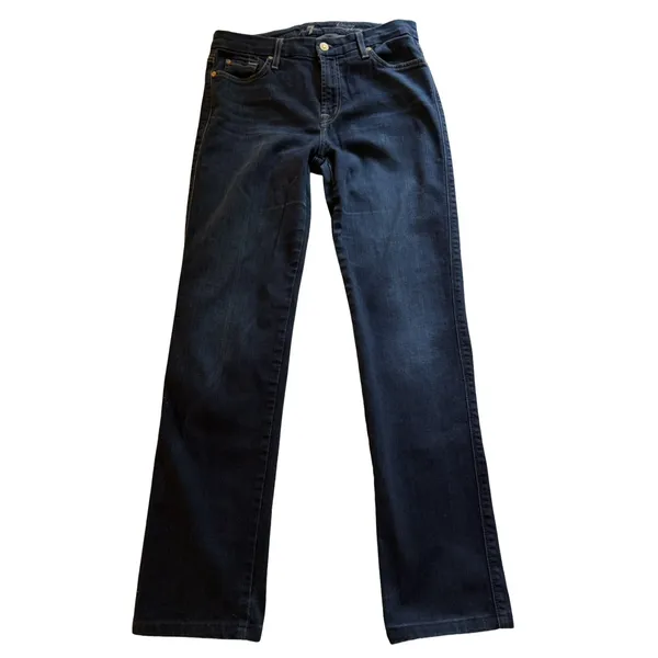 7 For All Mankind Jeans Womens Size 31 Blue Straight Leg Dark Wash Stretch Denim - Image 5