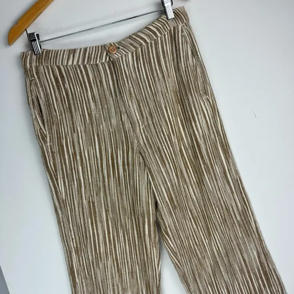 Free People Marta Yarn Dye Trouser Pants Sz 4 Stripe Wide Leg Cotton - Image 8