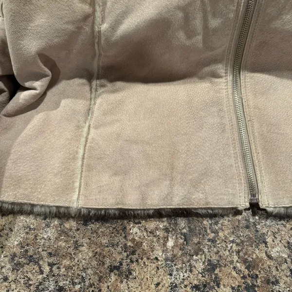 Guess Jacket Genuine Leather Vintage Penny Lane Y2K Faux Fur Lined Aviator Large - Image 9