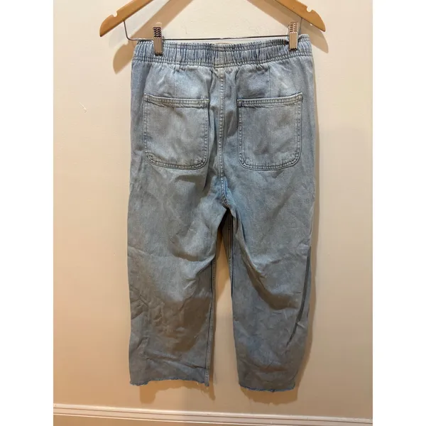 GAP High Rise‎ Wide-Leg Denim Pull On Jogger Pants Light Wash Small 100% Cotton - Image 3