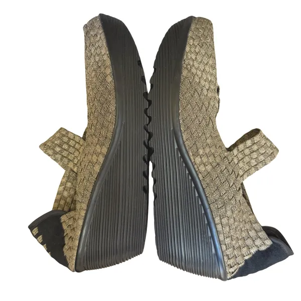 St. John's Bay Bronze Metallic Woven Elastic Mary Jane Wedge Shoes Size 10‎ - Image 5