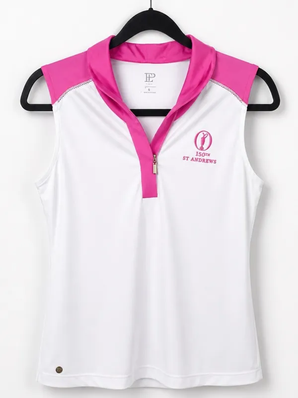 EP Pro Golf Polo Women’s S White Pink Sleeveless St Andrews 150th Anniversary - Image 2