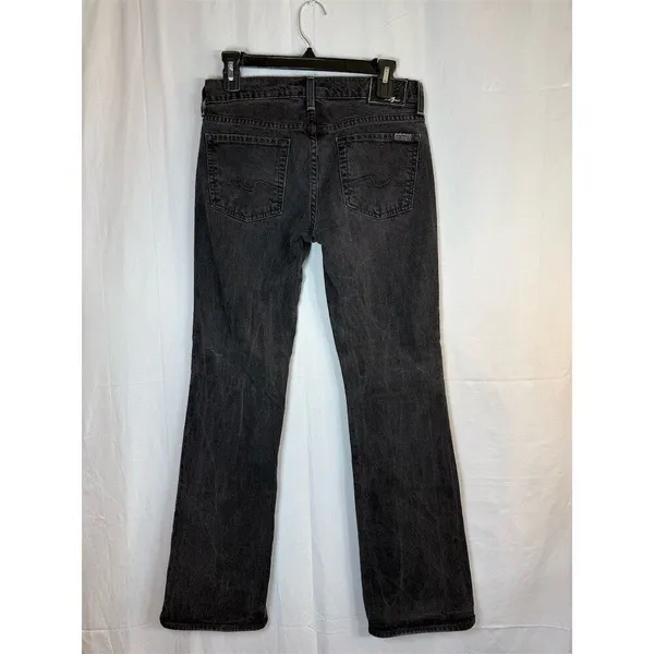 7 For All Mankind Jeans Womens Black Charcoal Wash Straight Leg 32 Inseam - Image 8