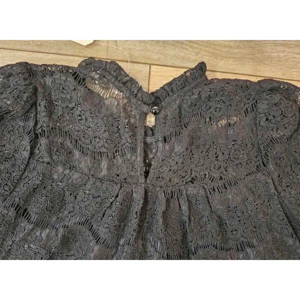 Monteau Black Lace Coquette Tiered Babydoll Blouse Top Women's Small NWT - Image 8