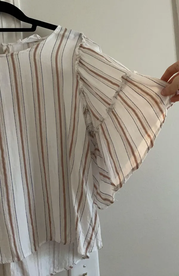 American Threads Striped  Top Ruffle Sleeves - Image 2