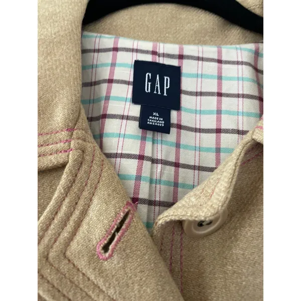 Gap Women's Wool Coat‎ Short Waist Jacket Size XL Camel Khaki/Tan - Image 2