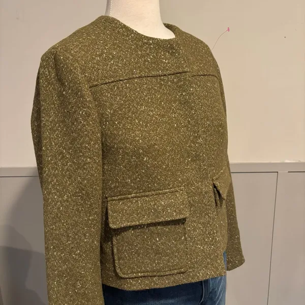A New Day Green Gold Metallic Speckled Tweed Blazer Jacket - Image 12