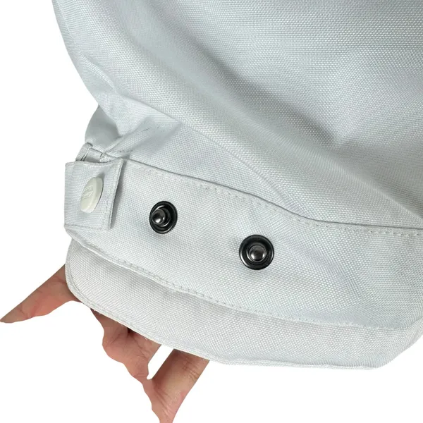Castle Streetwear White Gray Full Zip‎ Lined Mock Neck Motorcycle Jacket Size 10 - Image 13