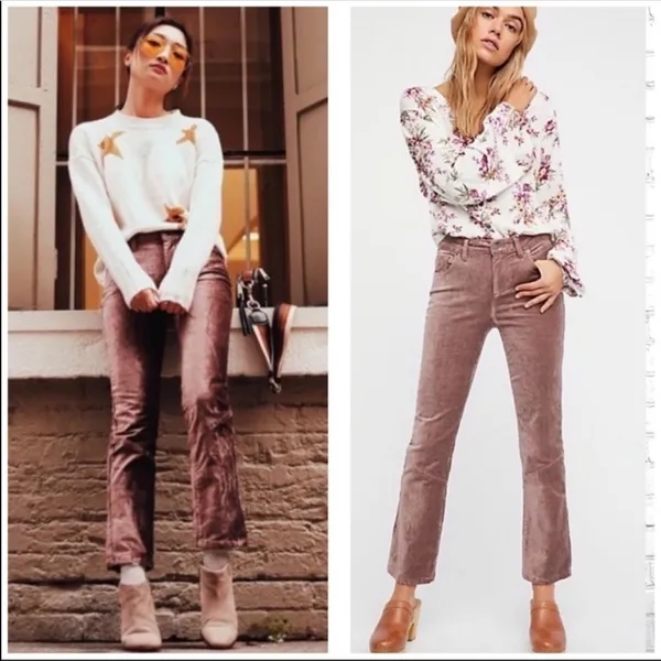 NWT Free‎ People Velvet Crop Pants Taupe Size 26 - Image 2