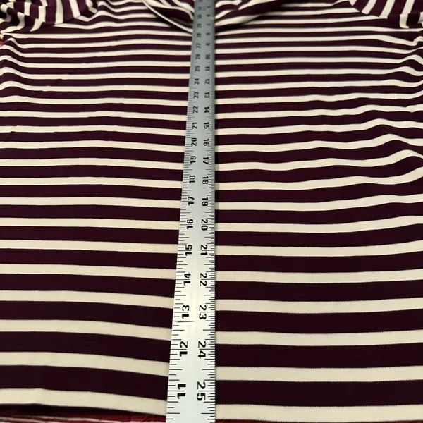 L.L. Bean Maroon and White Striped Cowl Neck - Image 6