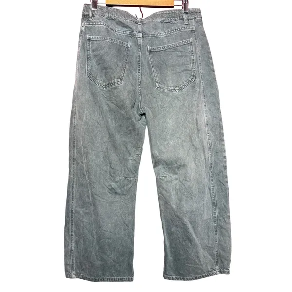 Zara‎ Barrel Jeans Women Size 6 Grey Wide Leg High Rise Faded Denim Pants - Image 2