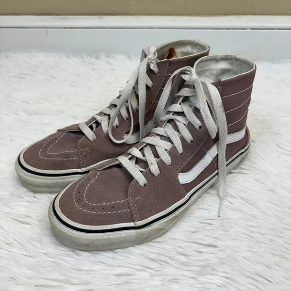 Vans Old Skool Hi Top Lavender Purple Lace Up Sneakers Unisex Womens 8 Mens 6.5 - Image 3