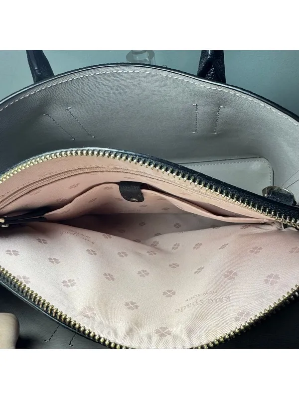 Kate Spade Black Leather Margaux Satchel Tote with Crossbody Strap - Image 10