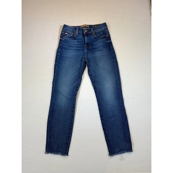 7 For All Mankind Roxanne Ankle Jeans Women Size 26 Blue Denim Frayed Hem - Image 2
