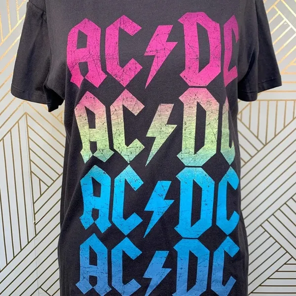 Chaser AC/DC Band Graphic Tee Shirt Gray‎ Neon - Image 3