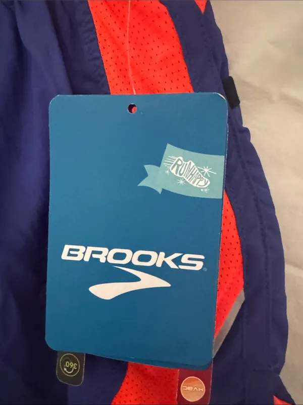 Brooks Women's Navy and Orange Athletic Running Shorts - Image 4
