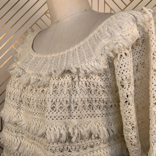 Anthropologie Love Sam Top Blouse Off the Shoulder Tassel Fringe‎ Size Medium - Image 6