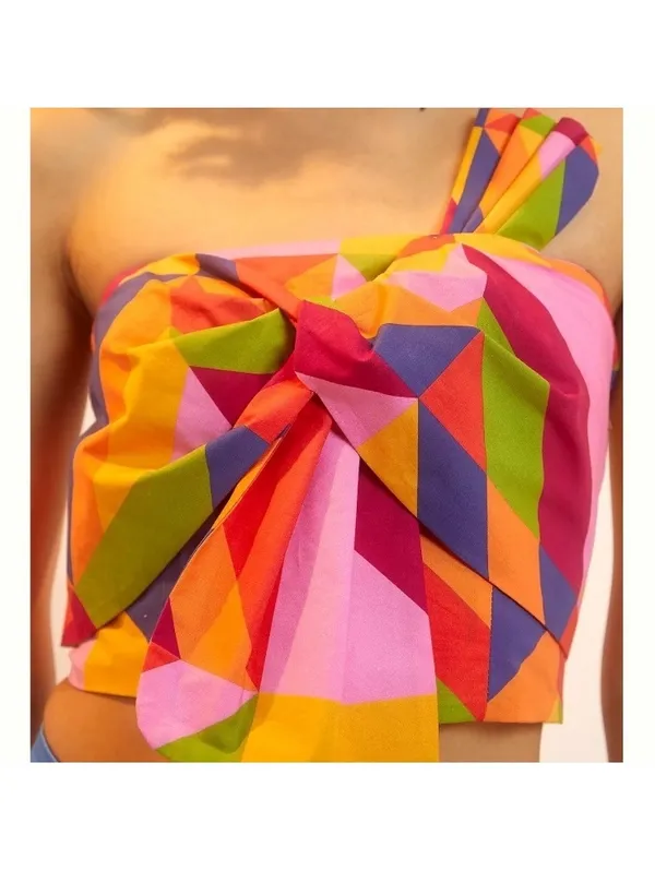 NWOT Farm Rio x Anthropologie Strapless Cropped Blouse Multicolor Women’s XS - Image 13