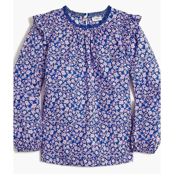 J.crew floral ruffle sleeve long sleeve blouse mp - Image 2