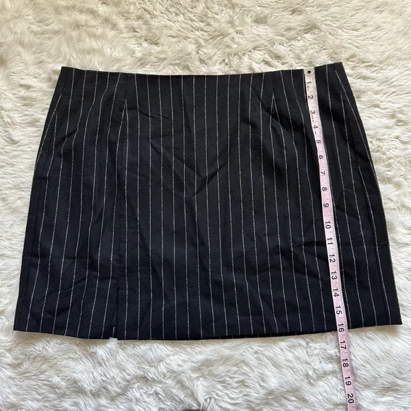 Skirt Wool-Blend Mini Pinstripe Italian Fabric Almost Black 12 NWT New - Image 13
