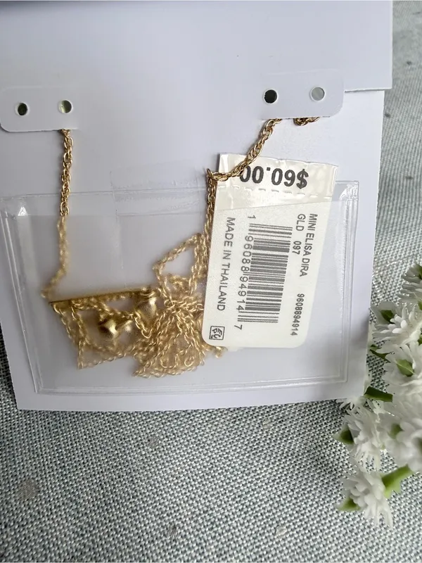 Kendra Scott Mini Elisa Dira Gold Necklace Light Pink Lab Grown Opal - Image 8