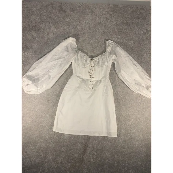sabo skirt luxe corset vida dress Linen Cotton Xs White - Image 4