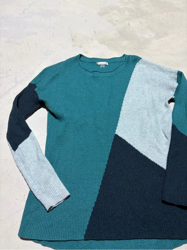 Smartwool Colorblock Rib-Knit Long Sleeve sweater Teal small - Image 2